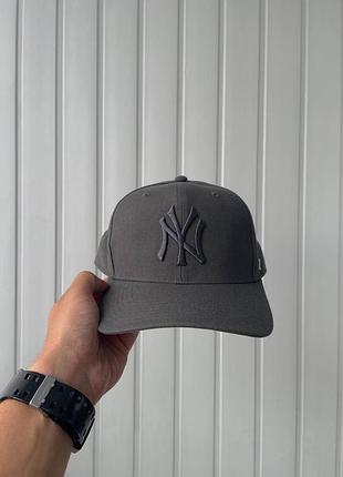 Бейсбольна кепка new york yankees x 47 brand big logo snapback unisex cap streetwear y2k style dark gray