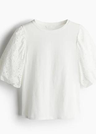 Новый топ кружево h&amp;m топ хлопковый прошва рукав пышный