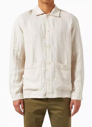 ​мужская льняная рубашка-овершот selected homme (linen overshirt)