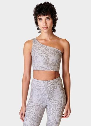 Жіночий спортивний топ на одне плече з анімалістичним принтом sweaty betty