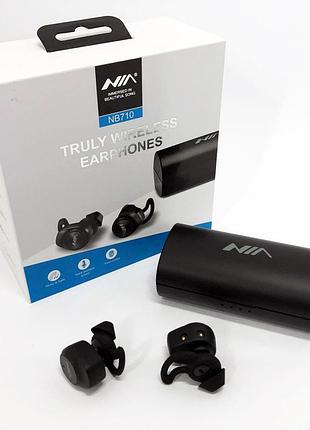 Беспроводные мини наушники с микрофоном bluetooth nia nb710, наушники для музыки для телефона du-90