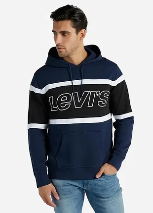 Levi's (l/xl) pieced hoodie racer colorblock темно-синий худи мужской