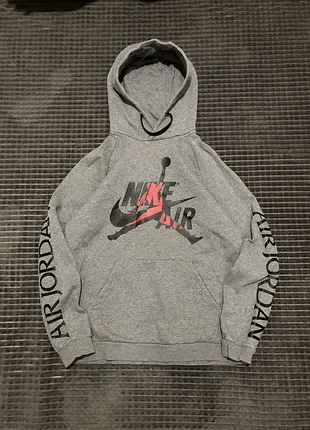 Nike air jordan (m) jumpman худи мужское на флисе серое теплое
