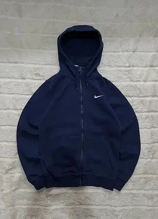 Nike (xs) club full zip hoodie мужское зип толстовка на флисе синее оригинал