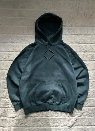 H&m (s) relaxed fit fleece hoodie зеленое худи на флисе мужское унисек