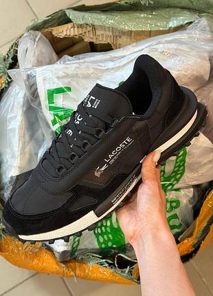 Кросівки lacoste elite active лакост еліт актив чорні для чоловіків легкі і м'які