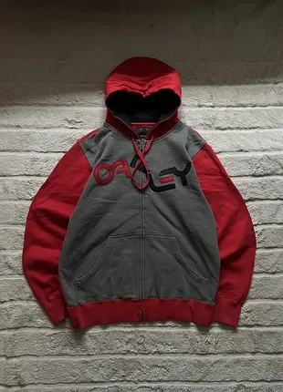 Oakley (l) zip hoodie red gray чоловіча толстовка на флісі