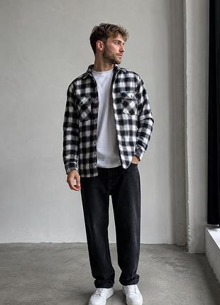 Чоловіча утеплена куртка-рубашка snickers workwear у клітинку s | стьобана підкладка