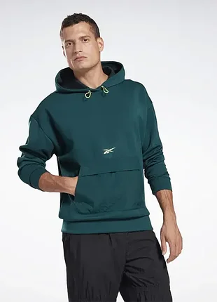 Reebok (l) green hoodie мужское худи зеленое оригинал кофта спортивная