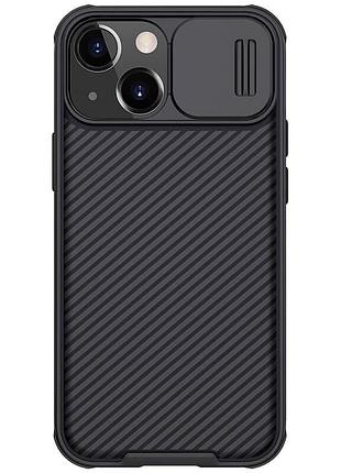 Карбоновая накладка nillkin camshield pro для apple iphone 13 / 14 (6.1") black