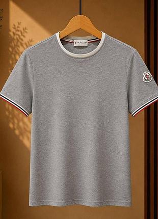 Moncler tricolour trim logo patch t-shirt