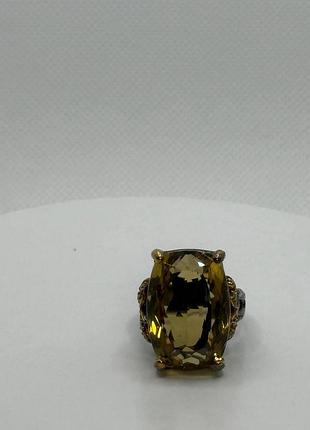 Серебряное кольцо 925 пробы 18 размера с натуральным цитрином мадейра