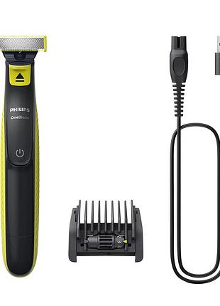 Бритва-тример philips oneblade qp2724/20 для бороди та вусів регульований гребінець 5-в-1 двостороннє лезо чорний