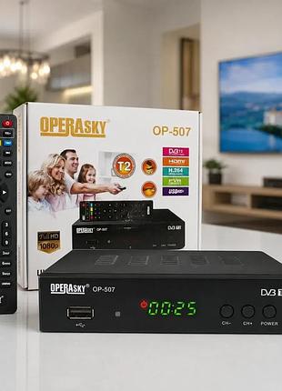 Цифровая приставка т2 operasky op-507 для телевизора hdmi usb wi-fi iptv тв тюнер цифровой эфирный ресивер черный