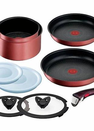 Набір посуду tefal ingenio ih loire red unlimited, покриття titanium 6x, 9 предметів
