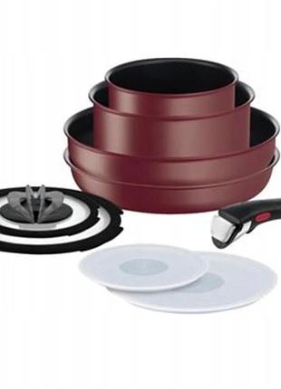 Набір посуду tefal ingenio mauve red unlimited, покриття titanium 6x, 9 предметів