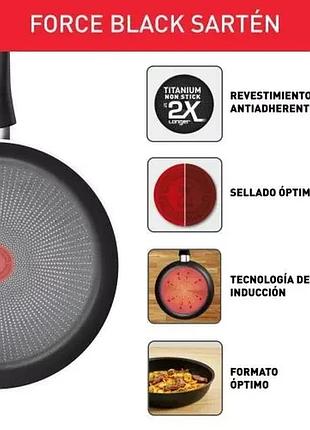 Tefal force сковорода 28 см titanium 2x модель c2920602 з двошаровим титановим покриттям