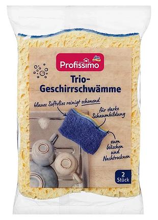 Губки profissimo trio-topfschwämme для мытья посуды, 2 шт