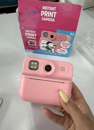 Дитячий фотоапарат миттєвого друку instant print camera 12mp full hd 1080p 2” lcd, рожевий, легке б/в, некомплект