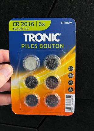 Літієві кнопкові батарейки tronic cr2016, 6 шт. tronic
