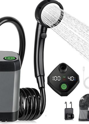 Портативний душ spopal pro water temp and battery level indicator 6000mah + bucket 20l (usb-c)