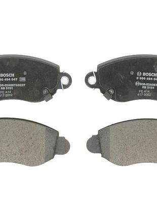 Комплект гальмівних колодок передні bosch 986494047 (з шумопоглинаючою пластиною), ford transit 2.0d-2.4d
