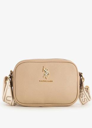 Сумка кросбоді u.s. polo assn. classic zip crossbody bag taupe (бежева)