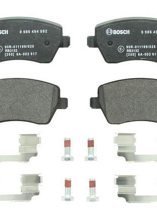 Комплект гальмівних колодок передні bosch 986494592 (з болтами з шумопоглинаючою пластиною), mercedes citan mixto