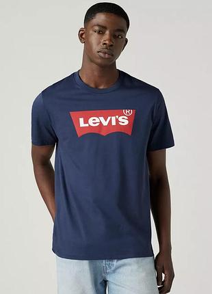 Футболка мужская levi's logo t-shirt, синяя, xl