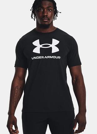 Мужская футболка under armour logo черная, размер l