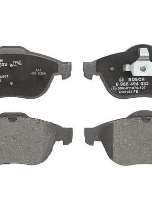 Комплект тормозных колодок передние bosch 0986494033, renault laguna ii, scenic i, scenic iii 1.6-3.0 06.00-09.16