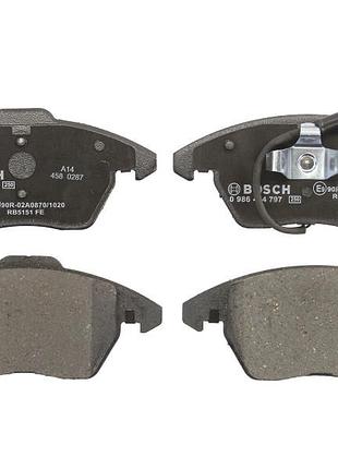 Комплект гальмівних колодок передні bosch 986424797 із замком з шумопоглинаючою пластиною з вбудованим датчиком зносу