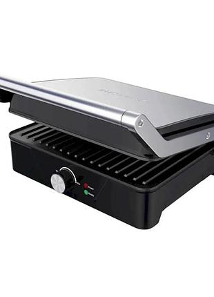 Электрический контактный гриль luma bella lb-58039 с регулятором температуры и поддоном для жира открытия на 180° 2200 вт черный