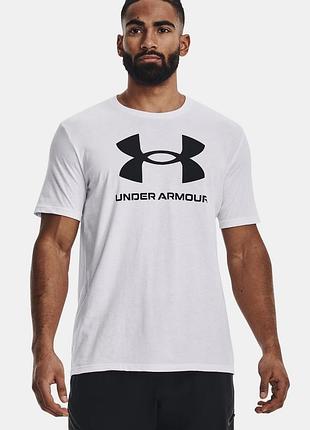 Мужская футболка under armour logo белая, размер l