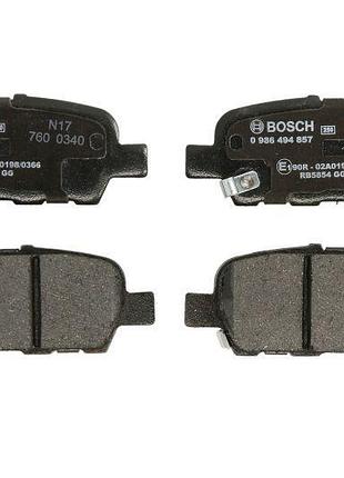Комплект гальмівних колодок задні bosch 986494857 (з шумопоглинаючою пластиною), infiniti ex, fx, g, jx, m, m35, m37, m45