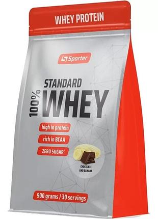 Сироватковий протеїн sporter standard 100% whey 900g шоколад з бананом