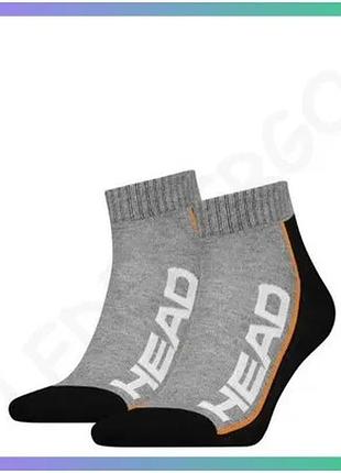 Шкарпетки head stripe quarter 2-pack черные серые унисекс 35-38 для спорта и активного отдыха sku_781009001-235