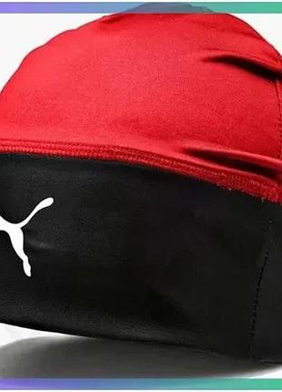 Шапка puma liga beanie красная черная универсальная шапочка для спорта и фитнеса sku_022355-01