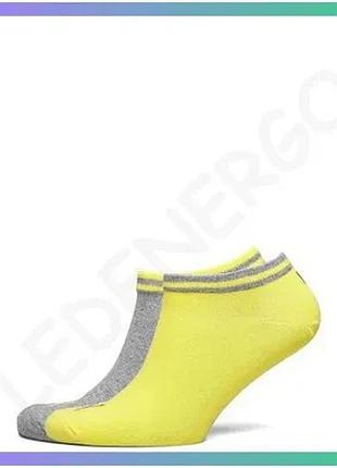 Шкарпетки puma heritage sneaker 2p сірі жовті унісекс 35-38 низькі шкарпетки для спорту та повсякденно sku_281011001-003