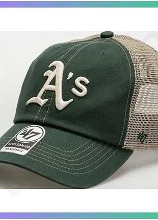 Кепка-тракер 47 brand mlb oakland athletics trawler зелена для активного відпочинку унісекс one size sku_trwlr18gwp-dgd