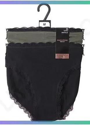 Трусы manoukian slips x2 femme черные и хаки для женщин l 95% хлопка 5% эластана 2 шт. sku_13890784-3