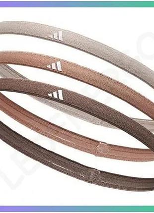 Повязки на голову adidas hairbands 3pk коричневый бежевый темно-коричневый для тренировок унисекс sku_adac-16205