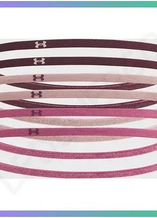 Повязка на голову under armour w mini elastic 6pk розовая пудровая бордовая для женщин один размер sku_1389932-602