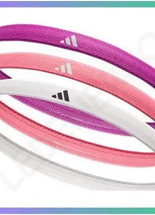 Повязки на голову adidas hairbands 3pk розовые фиолетовые белые для женщин универсальные sku_adac-16198