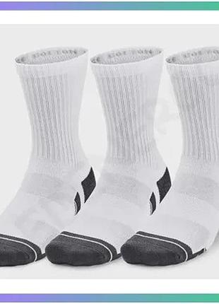 Шкарпетки under armour performance cotton 3p mid універсальні білі спортивні шкарпетки для активних за sku_1379530-100