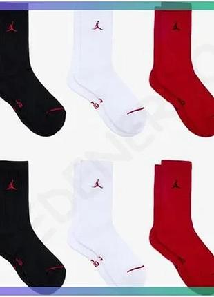 Шкарпетки nike u j ed cush ply crew 6pr черные белые красные 42-46 унисекс спортивные носки sku_hv6228-900