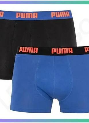 Труси-боксери puma basic boxer 2p чорний синій чоловічі s 95% бавовна 5% еластан комфортні sku_521015001-004