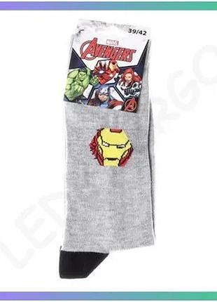 Шкарпетки marvel iron man светло-серые унисекс 39-42 для повседневного носки с принтом sku_93152262-2