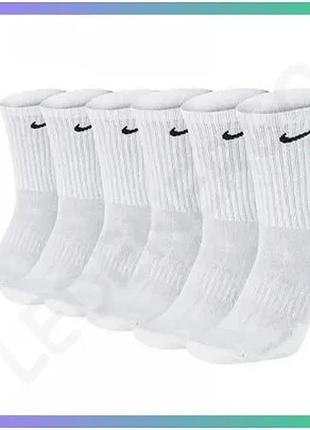 Шкарпетки nike everyday cush crew 6 пар білі унісекс 34-38 для спорту та тренувань комфортні шкарпетки sku_sx7666-100