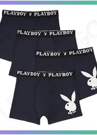 Набір з 4 трусів-боксерів playboy annya синій чоловічі бавовняні труси для щоденного носіння sku_00000014664